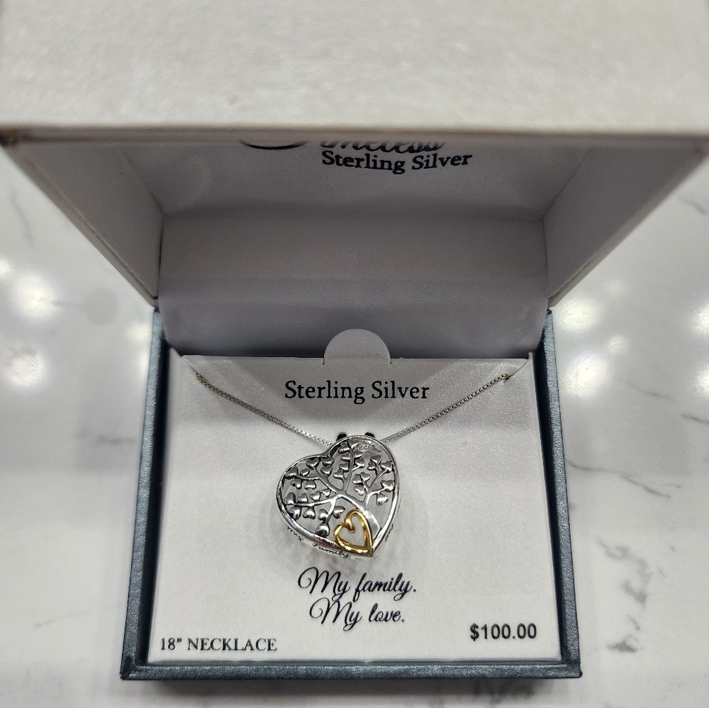 Timeless Sterling Silver Heart Necklace with Gold Accent
